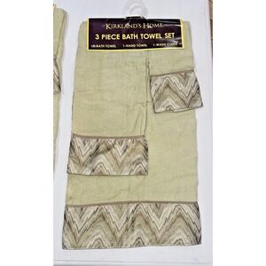 Vintage Kirkland Home 3 piece decorative Bath Towel Sets - Green Brown